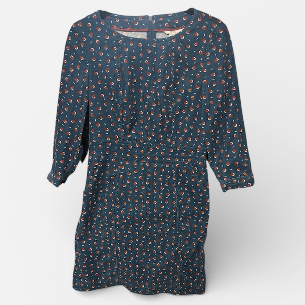 Boden Coraline corduroy dress in a teal size 4 - Picture 5 of 9